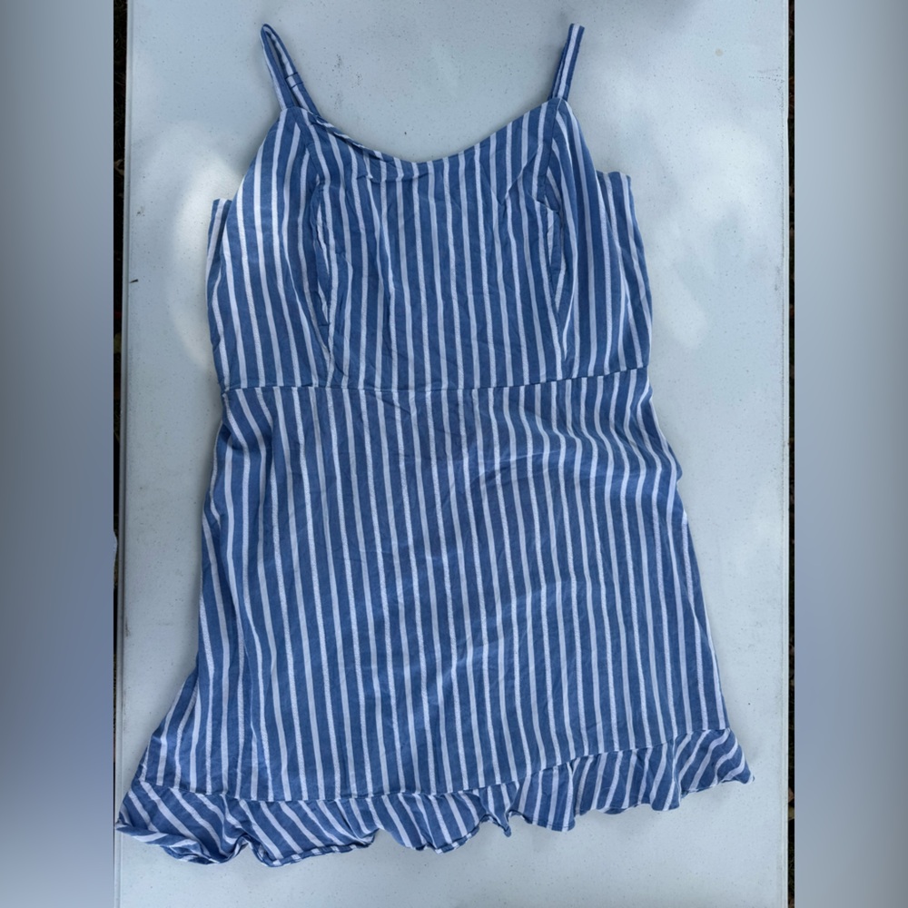 Old Navy Blue and White Striped Midi Dress